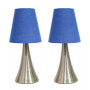 Simple Designs Valencia 2  Pack Mini Touch Table Lamp Set with Fabric Shades