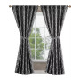 Lynee Textured Diamond Patterned Blackout Back-Tab Window Curtain Panel Pair with Tiebacks Collection