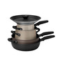 Accent Series Non-stick and Stainless Steel Cinder and Smoke Edition 6 Piece Induction Cookware Essentials Set