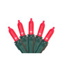 Set of 100 Red LED Mini Christmas Lights 4" Spacing - Green Wire