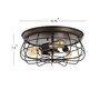 Calvia 15.7" 3-Light Farmhouse Metal Cage Flush Mount