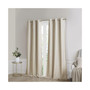 Polyester Printed Faux Silk Total Blackout Window Panel Pair, Taupe - 42x95"