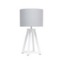 Interlocked Triangular Wood Table Lamp with Fabric Shade