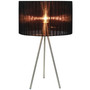 Simple Designs Brushed Nickel Tripod Table Lamp with Pleated Silk Sheer Shade