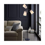 Adjustable Multi Head Floor Lamp with 3 White Fabric Drum Shades