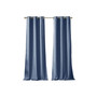 2-PC Polyester Tonal Faux Silk Total Blackout Window Curtain Panel Pair, Blue - 42x95"