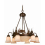 Yellowstone 9 Light Rustic Moose Amber Glass Chandelier