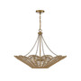 Cyperas 5-Light Pendant in Warm Brass and Rope