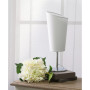 Mini Chrome Table Lamp with Angled Fabric Shade