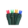 Set of 50 Multi Colored LED Wide Angle Christmas Lights - Green Wire