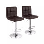 Set of 2 Adjustable Bar Stools PU Leather Swivel Kitchen Counter Pub Chair