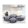Aluminum Heat Resistant Coating Low Saute Pan with Glass Lid 7.9"