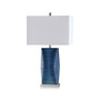 Thame Blue Vertical Lined Moulded Table Lamp With White Shade