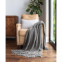 Slub-Yarn Fringed Throw, 60" x 50"