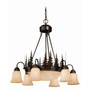 Yosemite 9 Light Rustic Tree Amber Glass Chandelier
