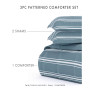 Home Collection 3 Piece Premium Ultra Soft Stripe Reversible Comforter Set, Queen
