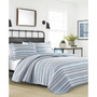 Jettison Grey/Blue Cotton Reversible 3-Piece Quilt Set, Full/Queen