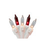 Set of 35 Red Clear Mini Christmas Lights 2.5" Spacing - White Wire