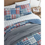 Raeford Blue Cotton Reversible 3 Piece Quilt Set, Full/Queen