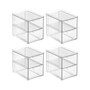 Plastic Stackable Bathroom Vanity Storage Organizer with Drawer, Medium - 4 Pack