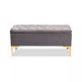 Furniture Valere Glam and Luxe Upholstered Button Tufted Storage Ottoman