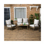 Patio Furniture Set, 4 Piece Outdoor Rattan Conversation Set with 2 Armchairs, Cushions, Loveseat Sofa & Coffee Table for Porch, Poolside, Lawn, Light Gray