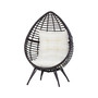Egg Chair w/ Soft Cushion, Teardrop Cuddle Seat, Outdoor / Indoor, PE Plastic Rattan Furniture, Adjustable Height, Brown