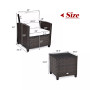 3PCS Patio Rattan Furniture Set Cushioned Sofa Coffee Table Garden