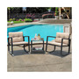 3PC Patio Rattan Conversation Set Rocking Chair Cushioned