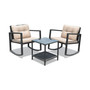 3PC Patio Rattan Conversation Set Rocking Chair Cushioned