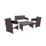 4PCS Patio Rattan Furniture Set Cushioned Chair Sofa Coffee Table