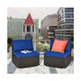 2PCS Patio Rattan Armless Sofa Sectional Furniture