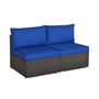 2PCS Patio Rattan Armless Sofa Sectional Furniture
