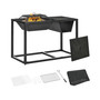 4-in-1 Fire Pit, BBQ Grill, Ice Bucket Cooler, Garden Table, with Cooking Grate, Log Grate & Waterproof Cover, Galvanized Steel Wood-Burning Fireplace with Spark Screen & Poker