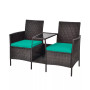 Patio Rattan Wicker Conversation Set Sofa Cushioned Loveseat Glass Table