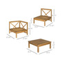 Patio Conversation Furniture Set, Acacia Wood, 5 Seats, 6 Piece Outdoor Modular Sectional Sofa, Coffee Table, 3 Corner Segments, 2 Chair Segments, Pillows & Cushions, Cream White