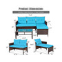 3PCS Patio Wicker Rattan Sofa Set Outdoor Sectional Conversation Set