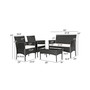 4PCS Patio Rattan Cushioned Sofa Coffee Table Backyard Porch