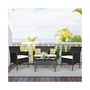 4PCS Patio Rattan Cushioned Sofa Coffee Table Backyard Porch