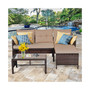3PCS Patio Wicker Rattan Sofa Set Outdoor Sectional Conversation Set Garden Lawn