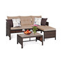 3PCS Patio Wicker Rattan Sofa Set Outdoor Sectional Conversation Set Garden Lawn