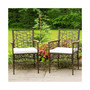 2pcs PE Wicker Patio Bistro Chairs Acacia Wood Armrests