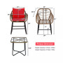 3PCS Patio Rattan Bistro Set Cushioned Chair Glass Table Deck