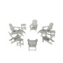 12 Piece Set Outdoor Folding Adirondack Chairs with Ottoman Side Table