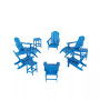 12 Piece Set Outdoor Folding Adirondack Chairs with Ottoman Side Table