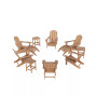 12 Piece Set Outdoor Folding Adirondack Chairs with Ottoman Side Table
