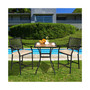 2PCS Patio Bar Stool Counter Height Cushioned Chair Armrest Garden Deck