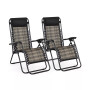 2PCS Patio Rattan Zero Gravity Lounge Chair Folding Recliner Headrest