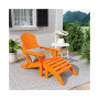 Classic Folding Adirondack Chair with Footrest Ottoman Set