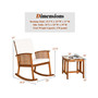 2PCS Acacia Wood Patio Rocking Chair Set Cushioned Coffee Table